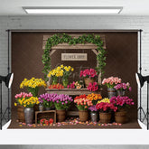 Aperturee - Aperturee Sweet Boho Wood Flower Shop Photo Spring Backdrop