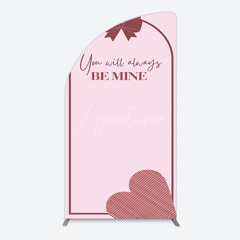 Aperturee - Aperturee Sweet Bow Heart You Are Mine Wedding Half Moon Arch Backdrop