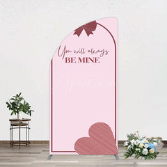 Aperturee - Aperturee Sweet Bow Heart You Are Mine Wedding Half Moon Arch Backdrop
