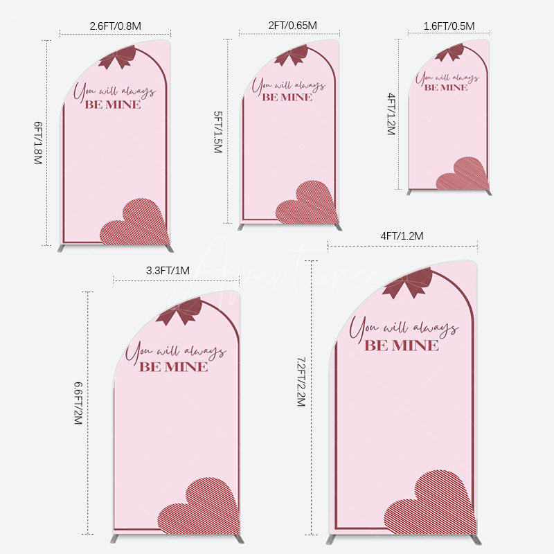 Aperturee - Aperturee Sweet Bow Heart You Are Mine Wedding Half Moon Arch Backdrop