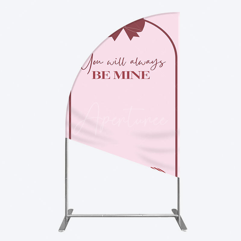 Aperturee - Aperturee Sweet Bow Heart You Are Mine Wedding Half Moon Arch Backdrop