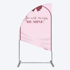 Aperturee - Aperturee Sweet Bow Heart You Are Mine Wedding Half Moon Arch Backdrop