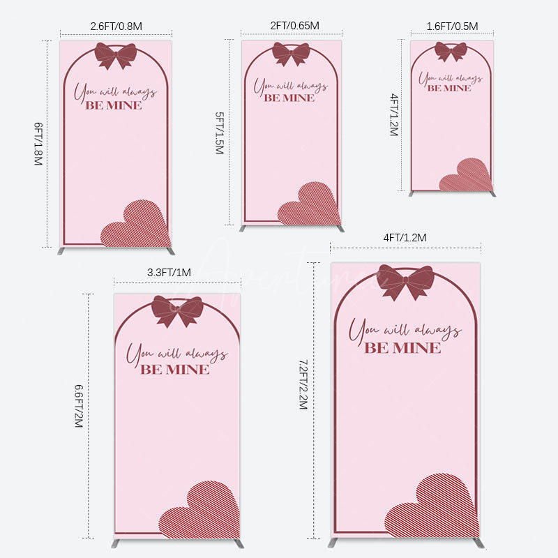 Aperturee - Aperturee Sweet Bow Heart You Are Mine Wedding Rectangle Backdrop