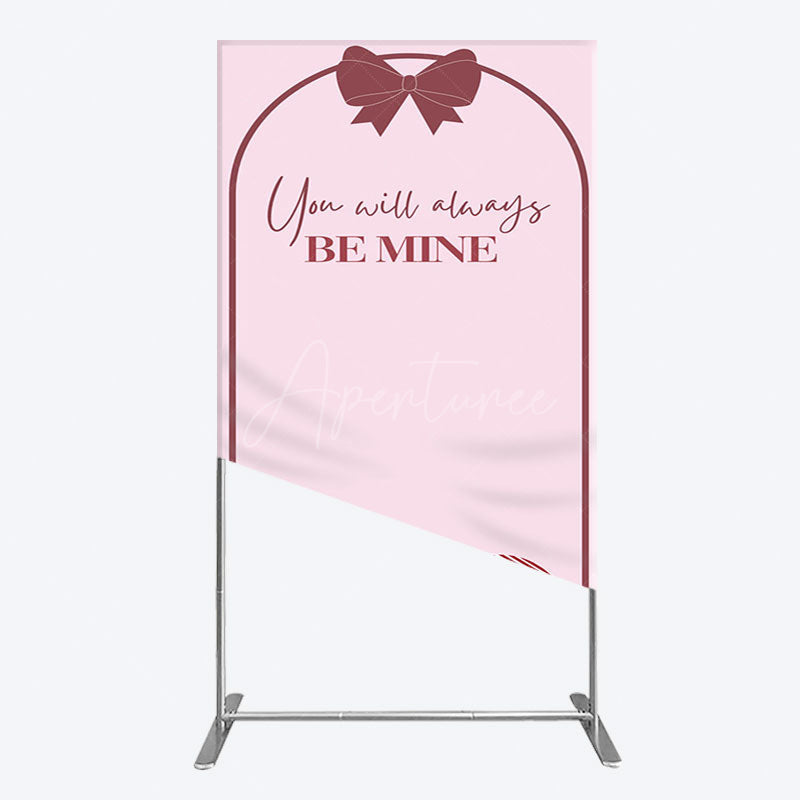 Aperturee - Aperturee Sweet Bow Heart You Are Mine Wedding Rectangle Backdrop