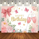 Aperturee - Aperturee Sweet Bows Butterfly Cheers To Birthday Backdrop