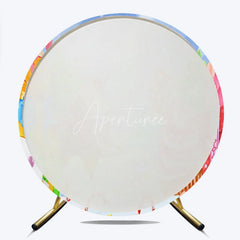 Aperturee - Aperturee Sweet Christmas Candy Land Round Backdrop with Whimsical Cupcakes Gingerbread and Gifts