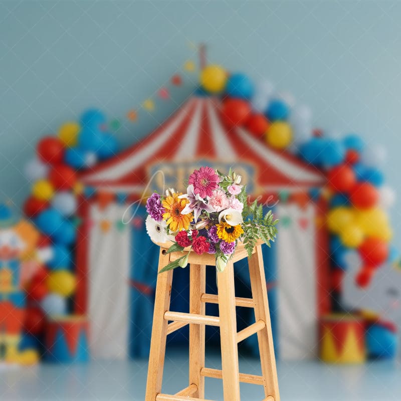 Aperturee - Aperturee Sweet Circus Balloons Birthday Cake Smash Backdrop