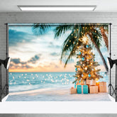 Aperturee - Aperturee Sweet Coconut Tree Beach Christmas In July Backdrop