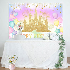 Aperturee - Aperturee Sweet Color Balloon Castle Happy Birthday Backdrop