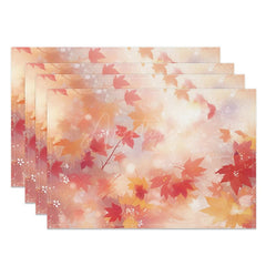Aperturee - Aperturee Sweet Color Bokeh Maple Leaves Set of 4 Placemats