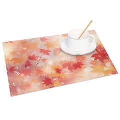 Aperturee - Aperturee Sweet Color Bokeh Maple Leaves Set of 4 Placemats