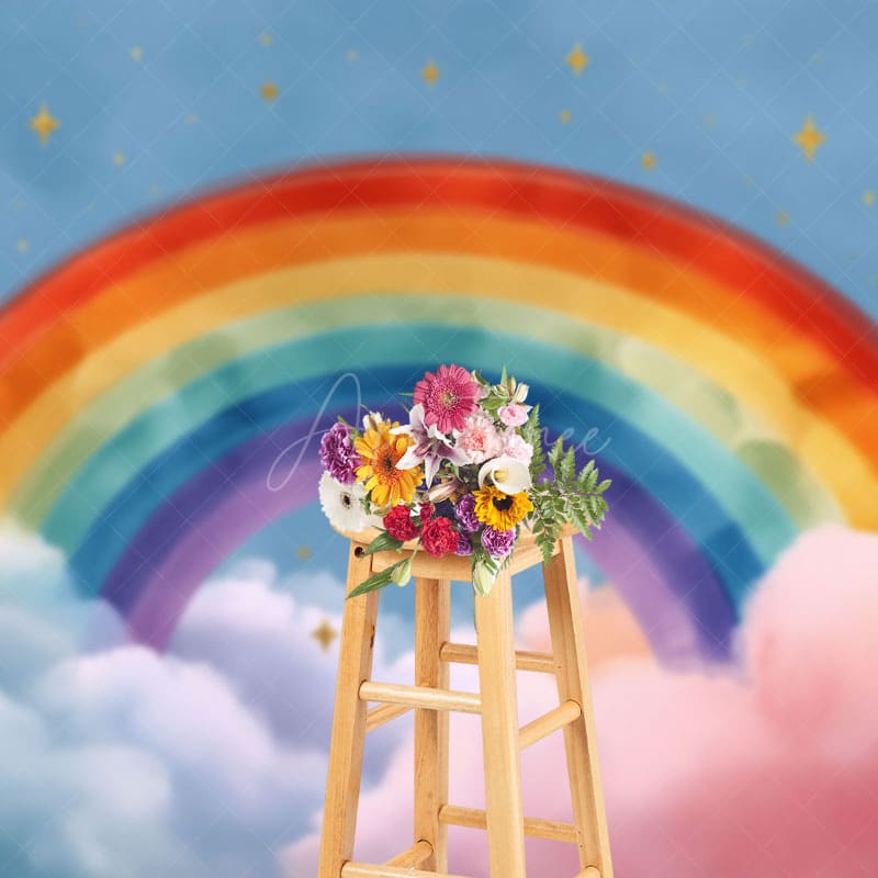 Aperturee - Aperturee Sweet Color Cloud With Rainbow Cake Smash Backdrop