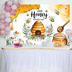 Aperturee - Aperturee Sweet Daisy Honey Is On The Way Baby Shower Backdrop