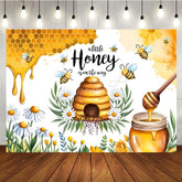 Aperturee - Aperturee Sweet Daisy Honey Is On The Way Baby Shower Backdrop