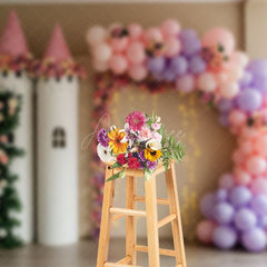 Aperturee - Aperturee Sweet Double Castle Floral Balloon Wedding Backdrop