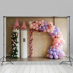 Aperturee - Aperturee Sweet Double Castle Floral Balloon Wedding Backdrop