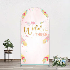 Aperturee - Aperturee Sweet Feather Young Wild Three Birthday Arch Backdrop