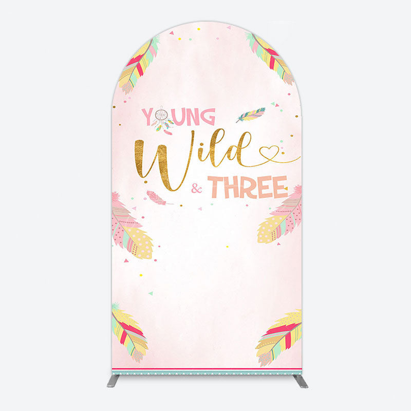 Aperturee - Aperturee Sweet Feather Young Wild Three Birthday Arch Backdrop