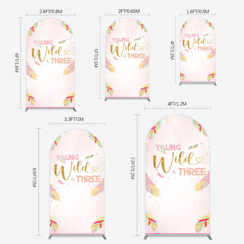 Aperturee - Aperturee Sweet Feather Young Wild Three Birthday Arch Backdrop