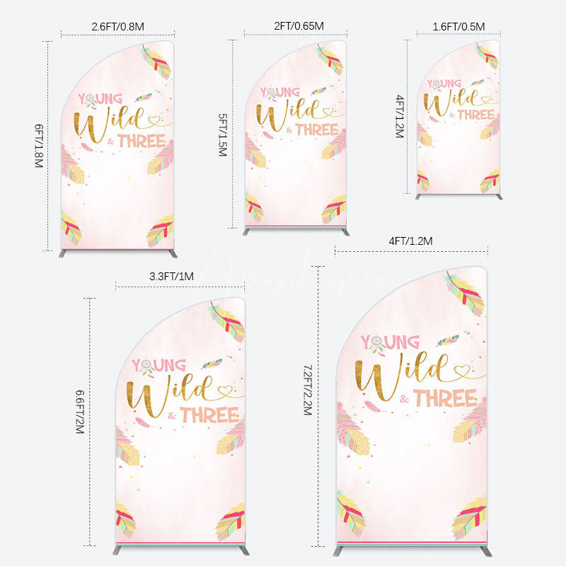 Aperturee - Aperturee Sweet Feather Young Wild Three Birthday Half Moon Arch Backdrop