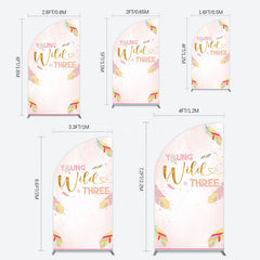 Aperturee - Aperturee Sweet Feather Young Wild Three Birthday Half Moon Arch Backdrop