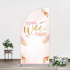 Aperturee - Aperturee Sweet Feather Young Wild Three Birthday Half Moon Arch Backdrop