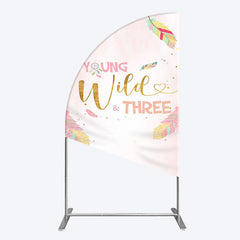 Aperturee - Aperturee Sweet Feather Young Wild Three Birthday Half Moon Arch Backdrop