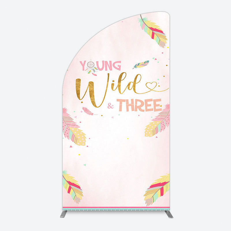 Aperturee - Aperturee Sweet Feather Young Wild Three Birthday Half Moon Arch Backdrop
