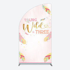 Aperturee - Aperturee Sweet Feather Young Wild Three Birthday Half Moon Arch Backdrop