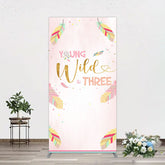Aperturee - Aperturee Sweet Feather Young Wild Three Birthday Rectangle Backdrop
