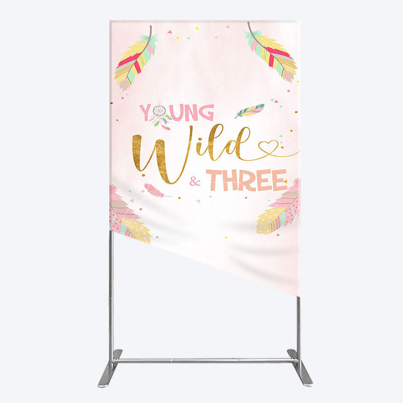 Aperturee - Aperturee Sweet Feather Young Wild Three Birthday Rectangle Backdrop