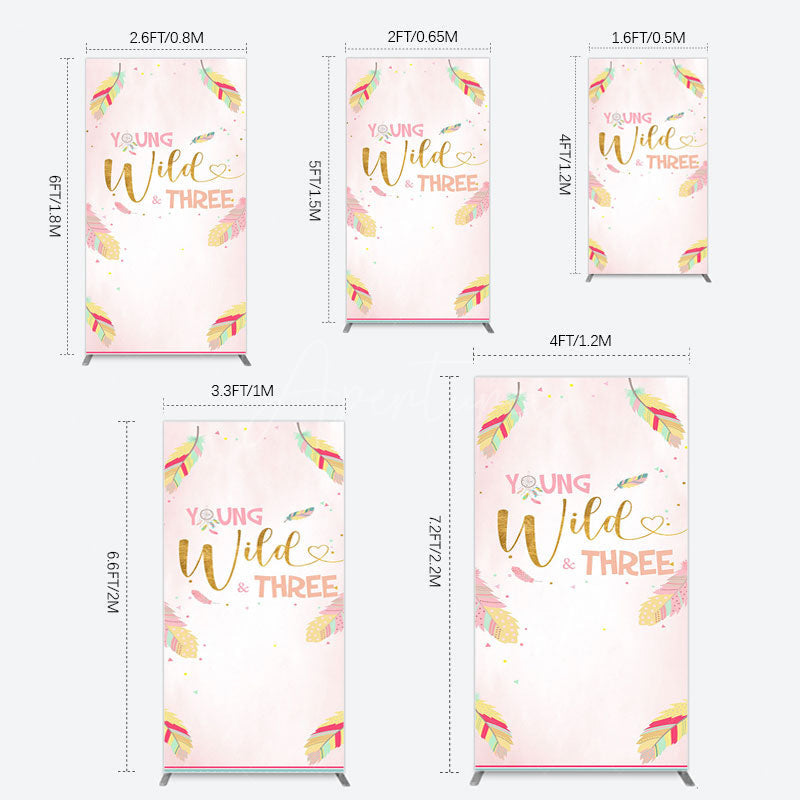 Aperturee - Aperturee Sweet Feather Young Wild Three Birthday Rectangle Backdrop