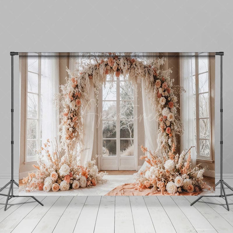 Aperturee - Aperturee Sweet Floral Arch Window Boho Window Wedding Backdrop