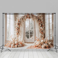 Aperturee - Aperturee Sweet Floral Arch Window Boho Window Wedding Backdrop
