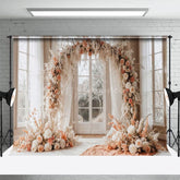 Aperturee - Aperturee Sweet Floral Arch Window Boho Window Wedding Backdrop