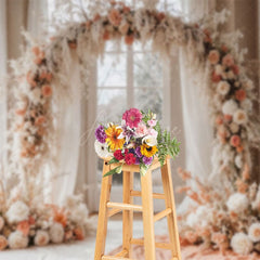 Aperturee - Aperturee Sweet Floral Arch Window Boho Window Wedding Backdrop