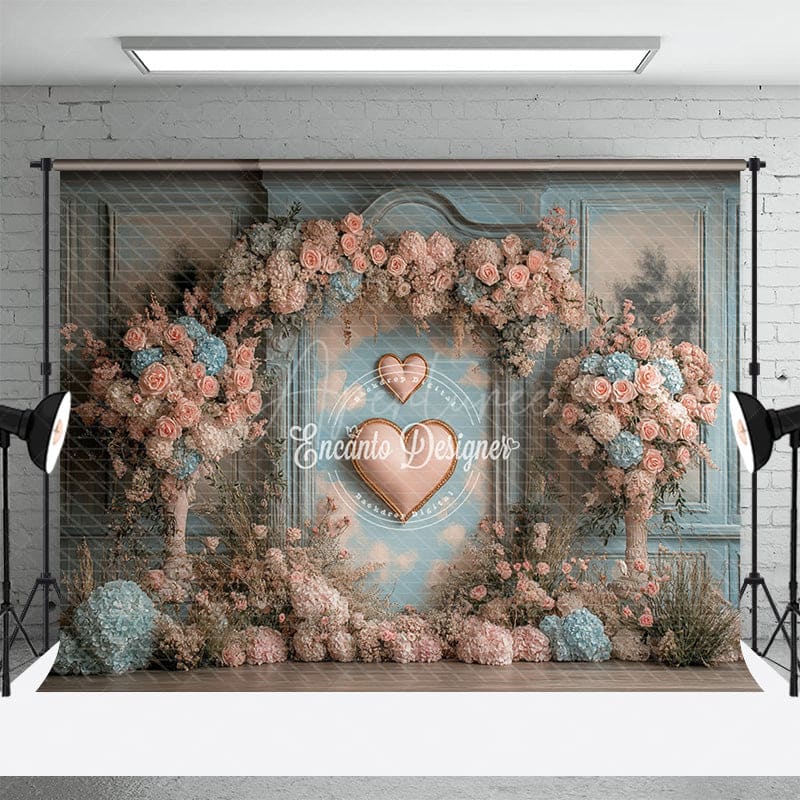 Aperturee - Aperturee Sweet Floral Arched Elegant Wall Wedding Backdrop