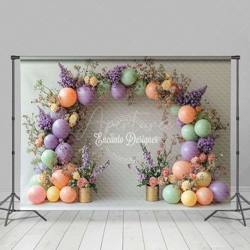 Aperturee - Aperturee Sweet Floral Balloon Arch Wedding Photo Backdrop