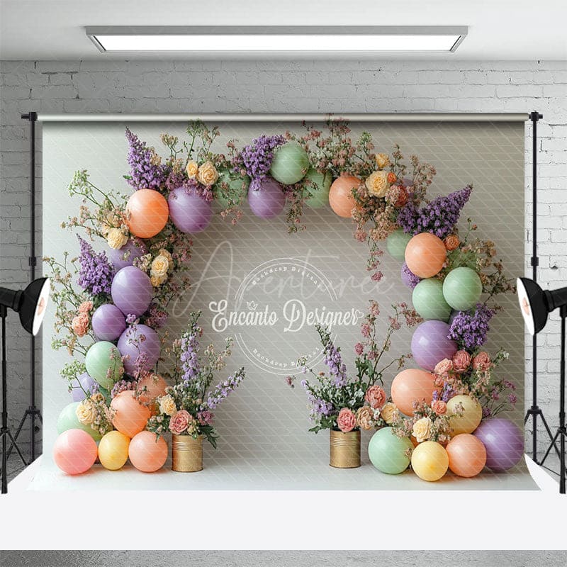 Aperturee - Aperturee Sweet Floral Balloon Arch Wedding Photo Backdrop