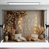 Aperturee - Aperturee Sweet Floral Boho Indoor Lights Wedding Backdrop