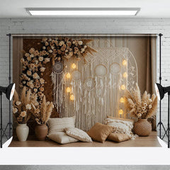 Aperturee - Aperturee Sweet Floral Boho Indoor Lights Wedding Backdrop