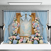 Aperturee - Aperturee Sweet Floral Bows Curtain Fine Art Wedding Backdrop