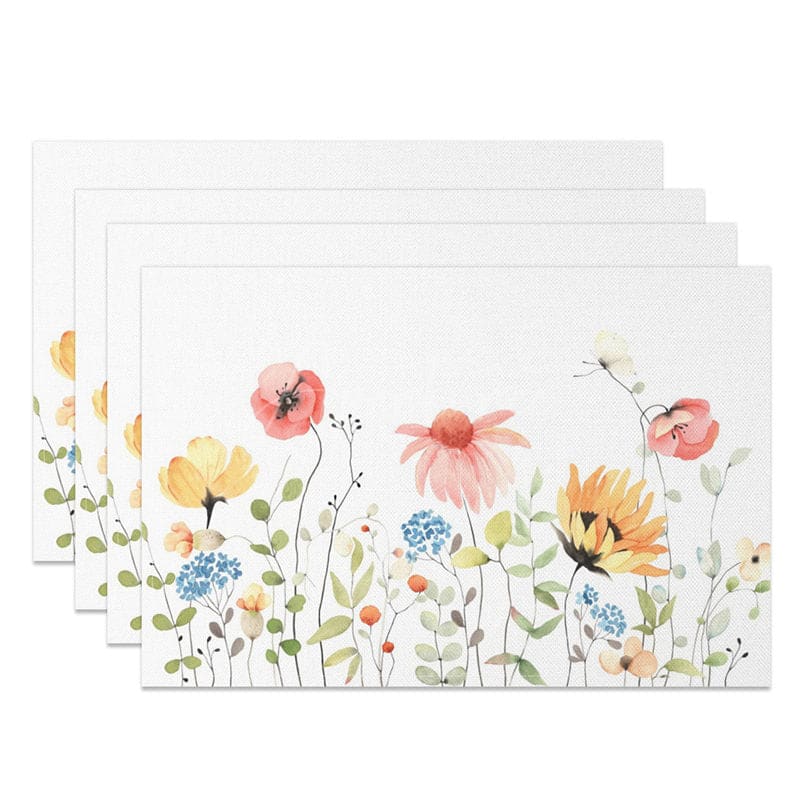 Aperturee - Aperturee Sweet Floral Fresh Spring Vibe Set of 4 Placemats