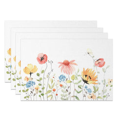 Aperturee - Aperturee Sweet Floral Fresh Spring Vibe Set of 4 Placemats