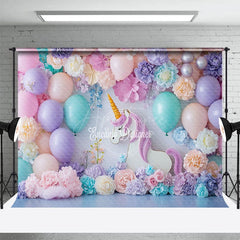Aperturee - Aperturee Sweet Floral Hydrangea Unicorn Cake Smash Backdrop