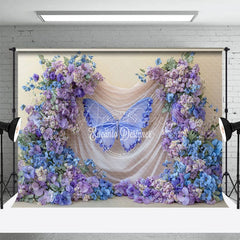 Aperturee - Aperturee Sweet Floral Lavender Wedding Photography Backdrop