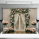 Aperturee - Aperturee Sweet Floral Plants Arched Door Wedding Backdrop