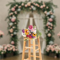 Aperturee - Aperturee Sweet Floral Plants Arched Door Wedding Backdrop