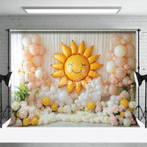 Aperturee - Aperturee Sweet Floral Sun Balloon Curtain Cake Smash Backdrop