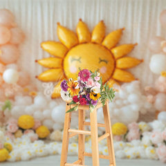 Aperturee - Aperturee Sweet Floral Sun Balloon Curtain Cake Smash Backdrop